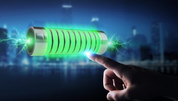 Businessman-using-green-battery-