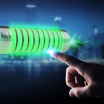 Businessman-using-green-battery-